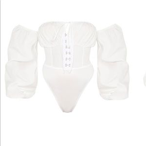 White off the shoulder body suit